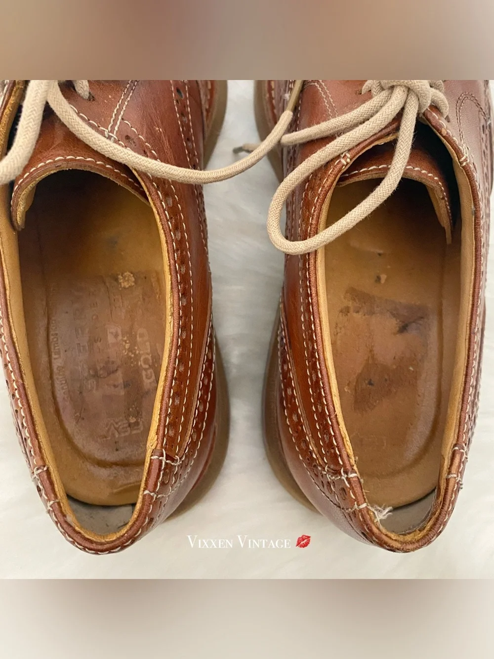 VINTAGE SPERRY TOP-SIDER GOLD CUP ‘BELLINGHAM LEATHER WINGTIP OXFORDS’ IN COGNAC
